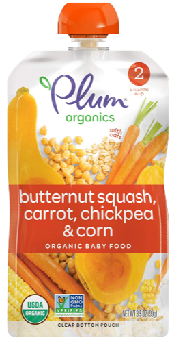 Butternut Squash Carrot Chickpea & Corn Baby Food Pouch