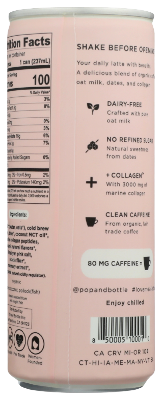 Vanilla Cold Brew Oat Milk Latte + Collagen