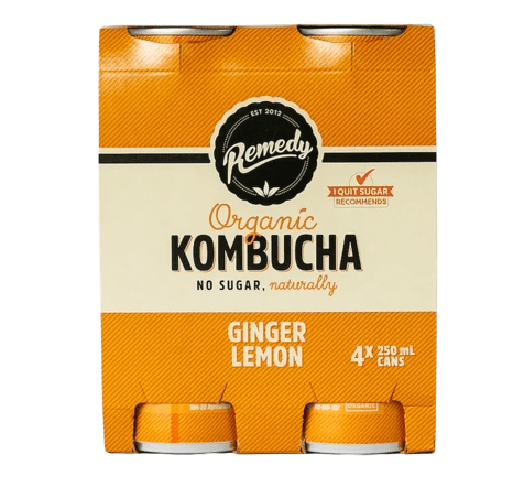 Organic Ginger Lemon Kombucha (4 Pack)
