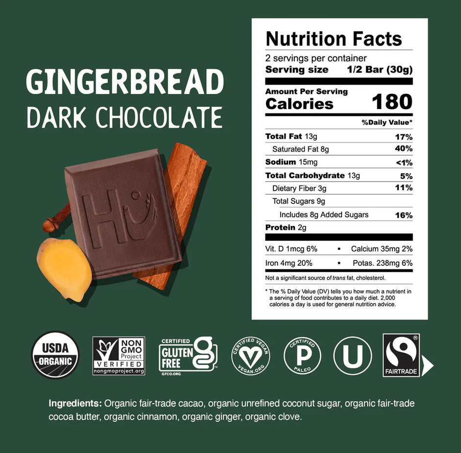 Variety Pack - Pumpkin, Gingerbread, Hazelnut, Mint Chocolate Bars (4 Pack)