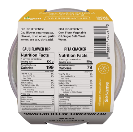 Cauliflower Hummus & Pita Chips