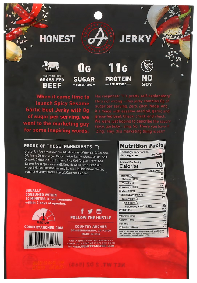 Spicy Sesame Garlic Beef Jerky