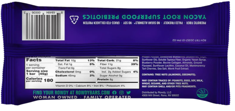 Blueberry Almond Tart Snack Bar (4 Pack)