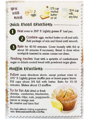 Organic Gluten Free Quick Bread & Muffin Mix