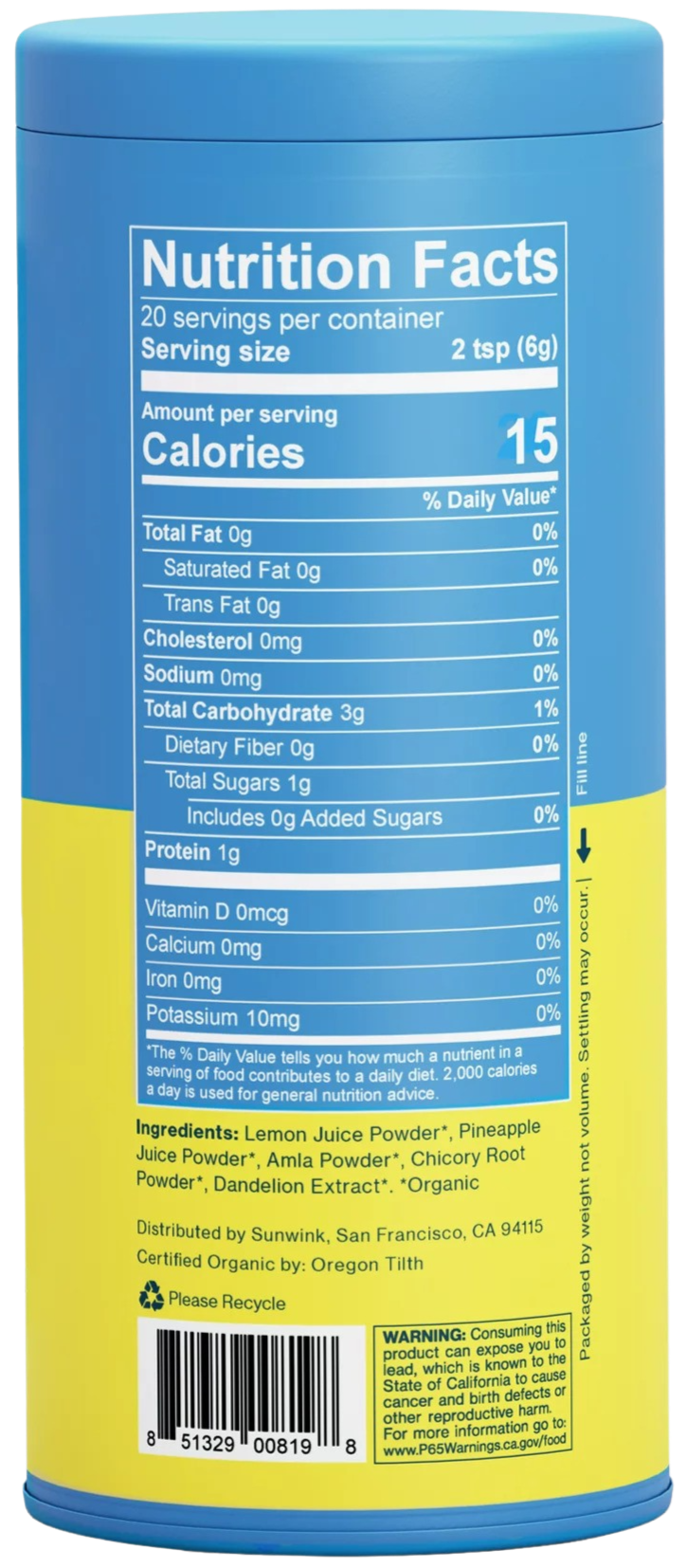 Organic Digestion Lemonade Superfood Mix Dietary Supplement