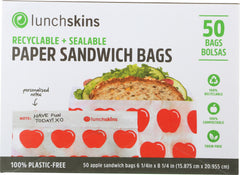 Recyclable & Sealable Paper Sandwich Bags Apple Pattern