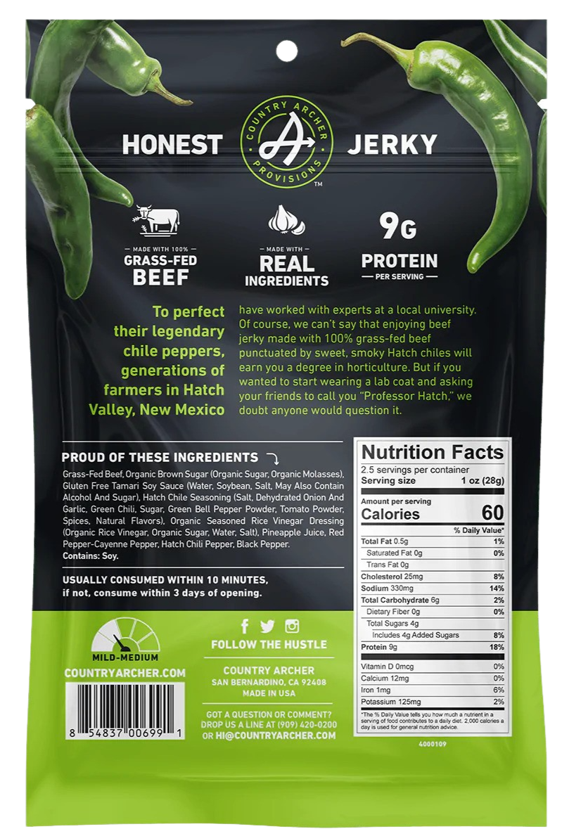 Grass-Fed Beef Jerky Hatch Chile
