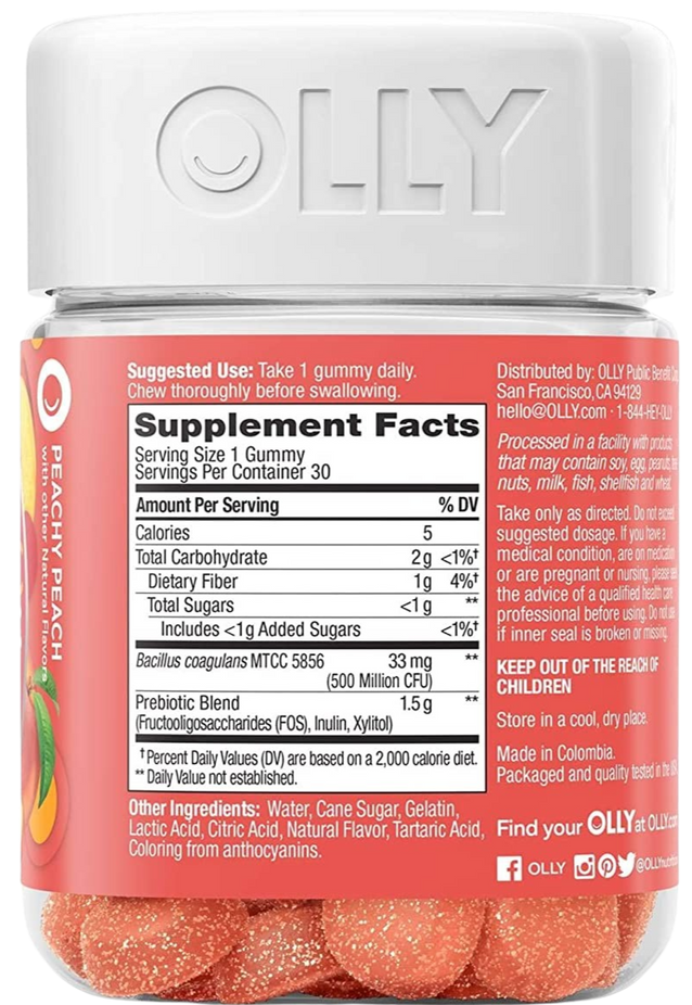 Probiotic & Prebiotic Gummies Peach 30Ct