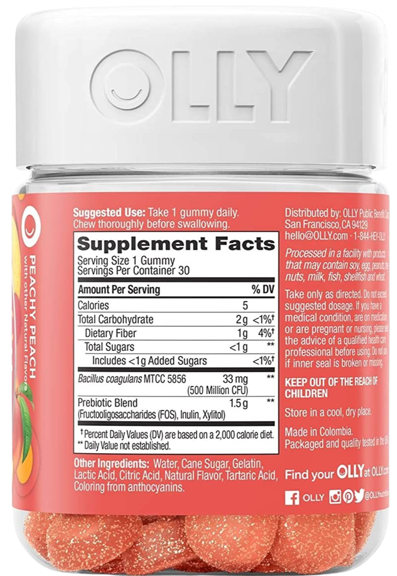 Probiotic & Prebiotic Gummies Peach 30Ct
