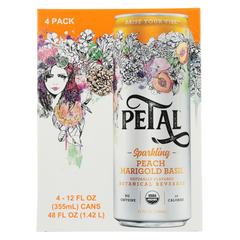 Organic Peach Marigold Basil Sparkling Water 4Pk