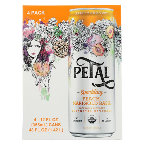 Organic Peach Marigold Basil Sparkling Water 4Pk