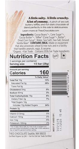 Dark Chocolate Salted Toffee Bar