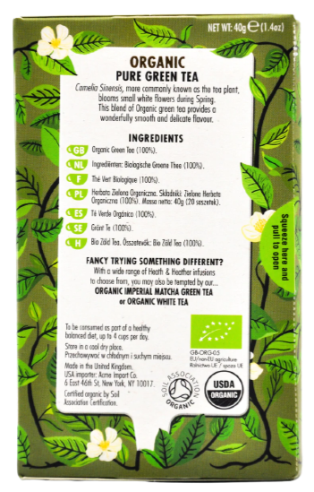 Organic Pure Green Tea 20Pk