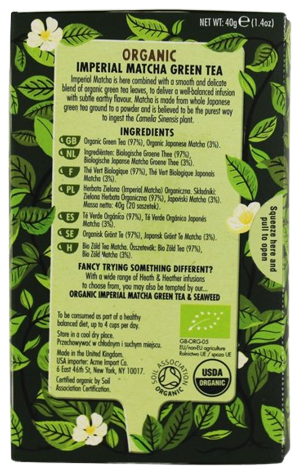 Organic Matcha Green Tea 20Pk