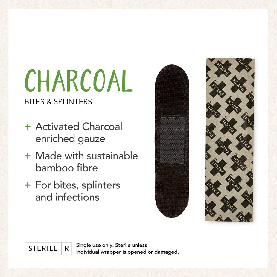 Natural Activated Charcoal Bamboo Strip Bandages 25 PC