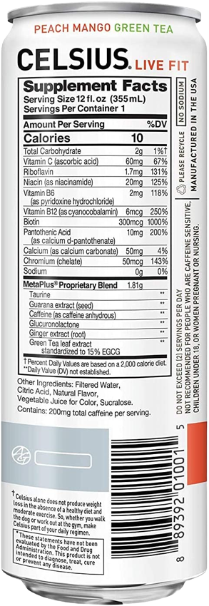 Peach Mango Green Tea Energy Drink
