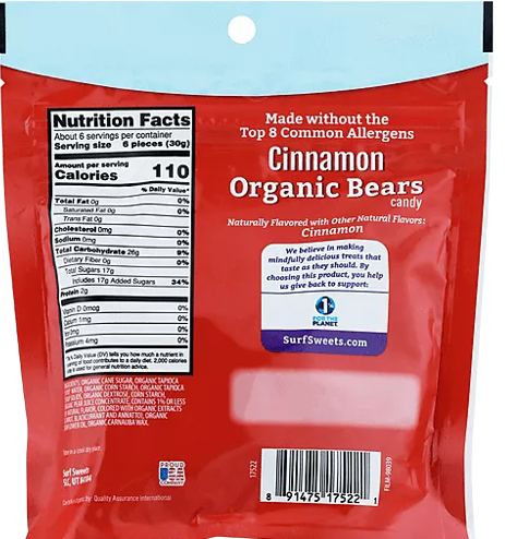 Organic Cinnamon Bears Candy