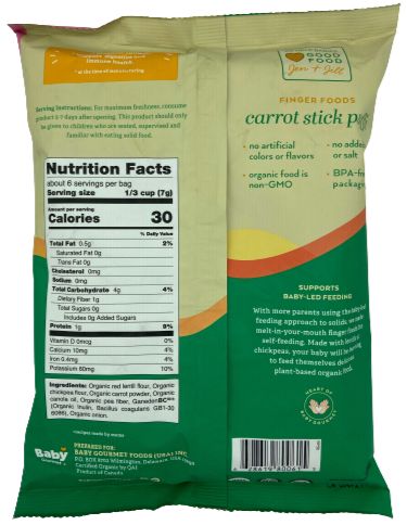 Organic Lentil & Chickpea Puffs - Carrot Sticks