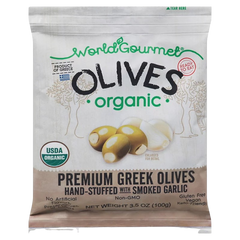 Organic Green Olives stuffed with Smoked Garlic