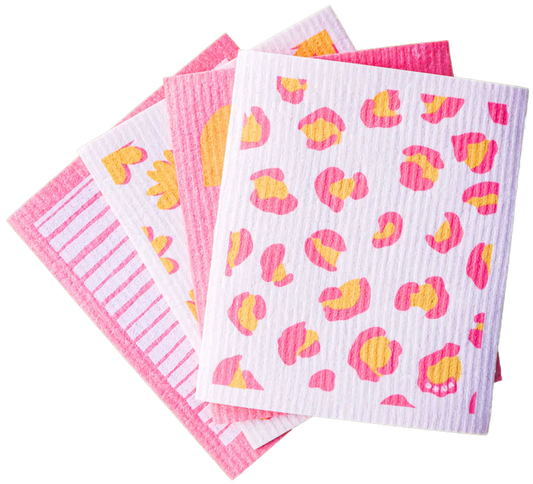 Compostable Sponge Cloth Pack - Dots & Spots Pattern (4 Pack)