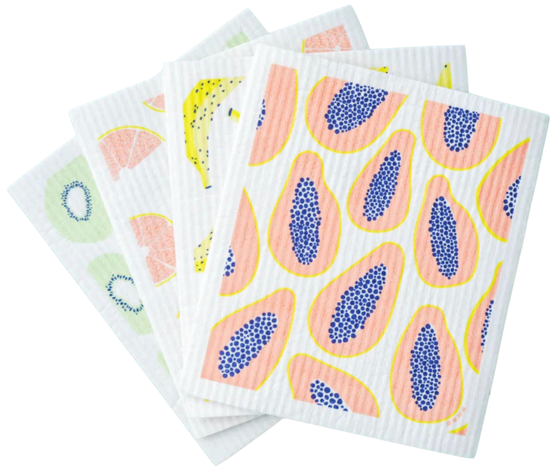 Compostable Sponge Cloth Pack - Fruit Pattern (4 Pack)