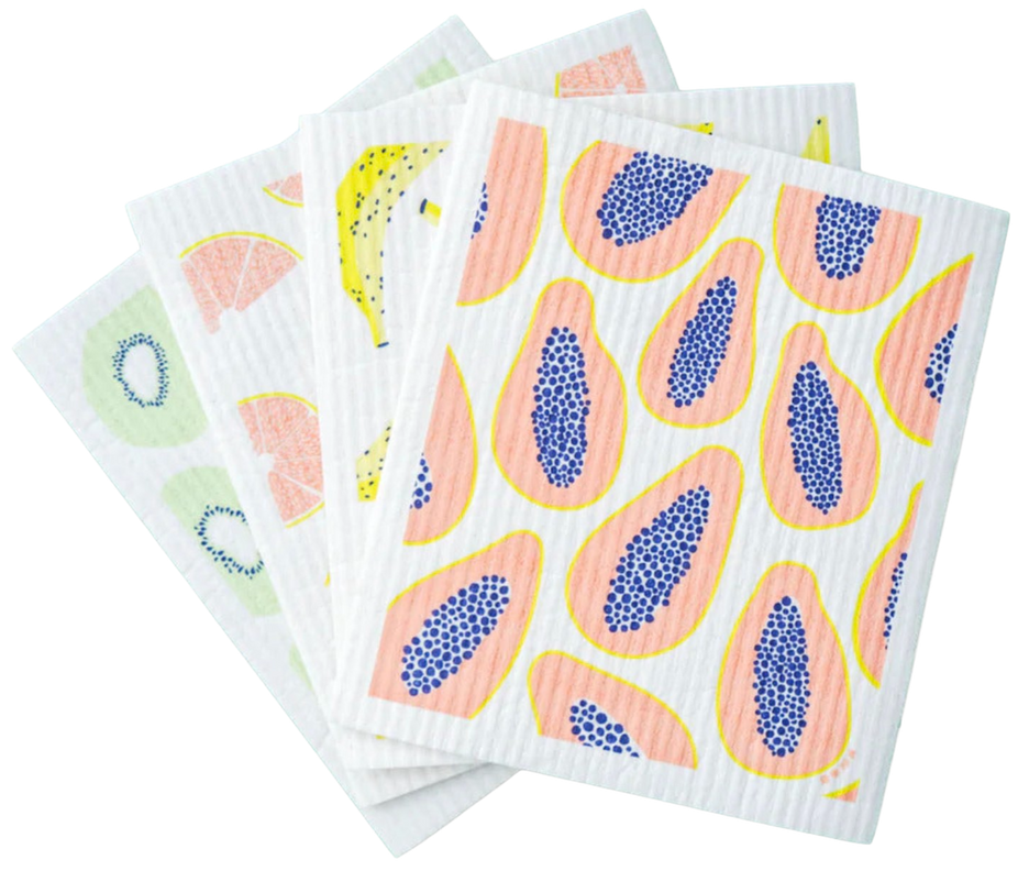 Compostable Sponge Cloth Pack - Fruit Pattern (4 Pack)