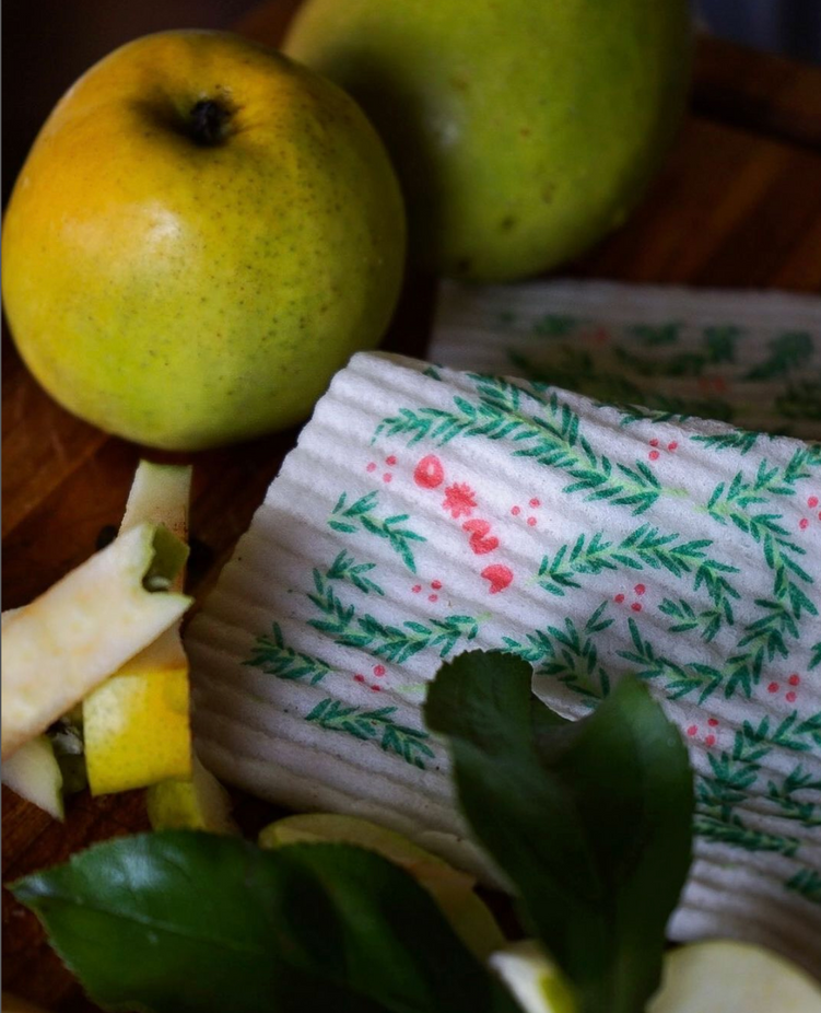 Compostable Sponge Cloth Pack - Rose & Thyme Pattern (2 Pack)