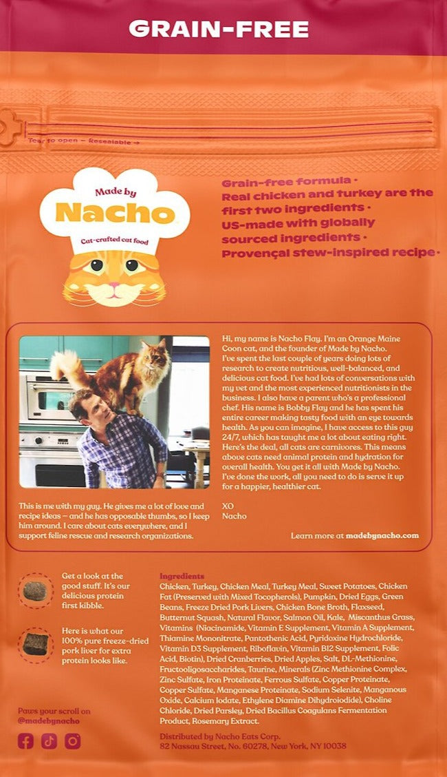 Grain-Free Chicken, Turkey, and Bone Broth  Dry Cat Food