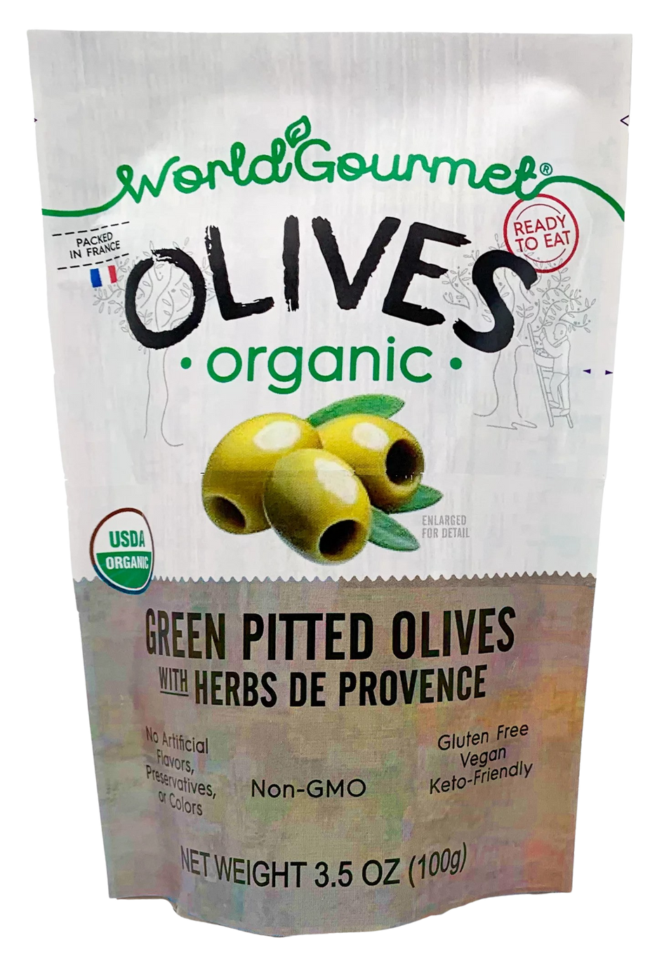 Organic Pitted Green Olives with Herbs de Provence