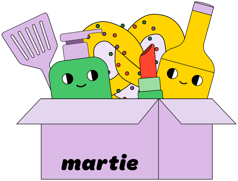 A Martie box filled with surplus food and beauty products